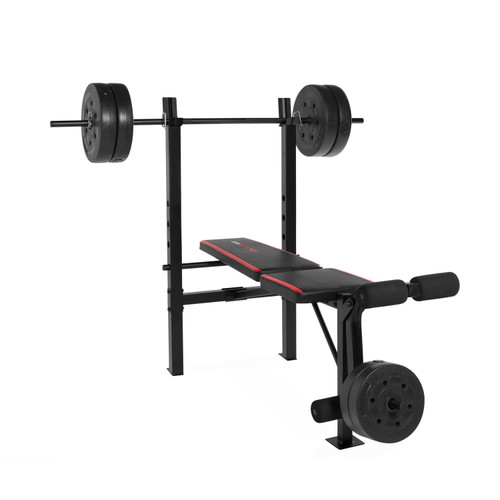 CS Standard Bench with 100 lb Weight Set-Black frame; B/R Pads
