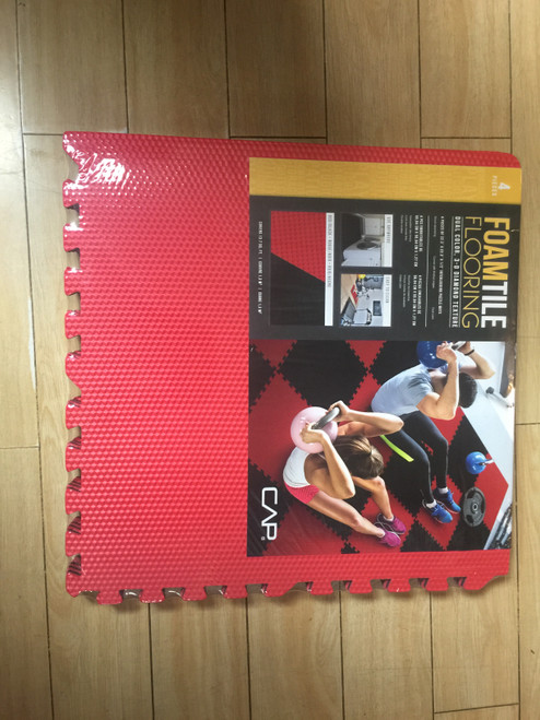 Reversible Exercise Mats, 4 pieces-RED/BLACK