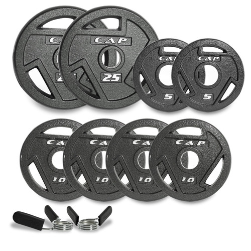 CAP 100 lb Plate Pack of Olympic Grip Plates-BLACK (BOM)