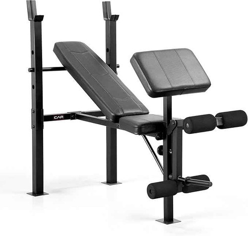 CAP Standard Weight Bench with Preacher Pad | Adjustable Bench Press Station with 4 Backrest Positions, Leg Developer, Steel Frame, 500 LB Capacity | Home Gym Strength Training Bench
