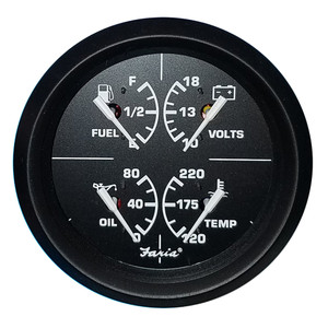 Faria Euro Black 4" Multifunction Gauge - Volt\/Fuel\/Oil\/Water Temperature [32851]
