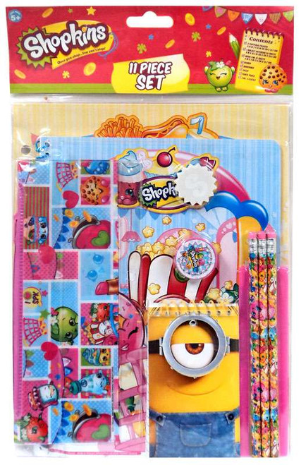 Shopkins 11 Piece Stationery Kit [with Minion Pad]