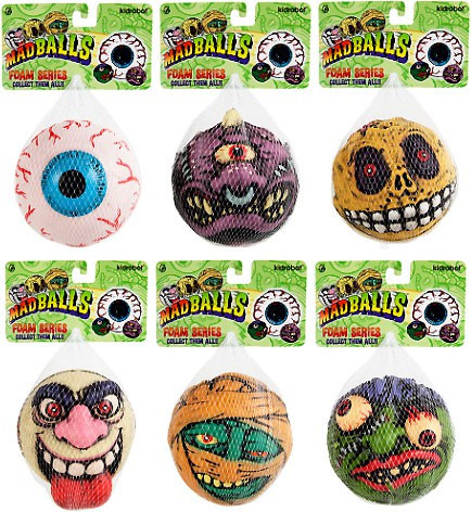 Madballs Dust Brain, Horn Head, Oculus, Screamin Meamie, Skull Face & Slobulus Set of 6 Foal Balls