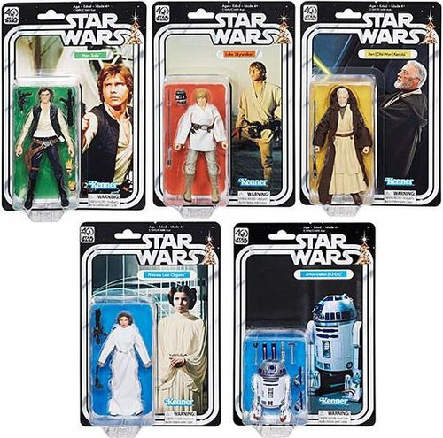 Star Wars A New Hope Black Series 40th Anniversary Luke, Leia, Han Solo, R2-D2 & Ben Kenobi Set of 5 Action Figures (Pre-Order ships March)