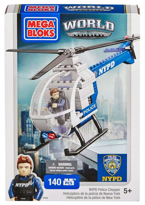 Mega Bloks American Builders Police Chopper Set #97845 [NYPD]