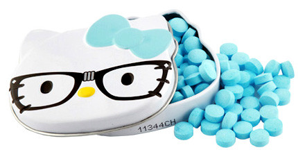 Hello Kitty Blue Raspberry Nerd Sours Candy Tin [Blue Bow]