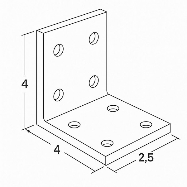 Aluminum "L" Brackets - Qty 4 | 1/4" Thickness - 6061 Grade - 4" L1 x 4" L2 x 2.5" W