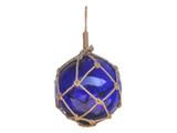 Japanese Glass Float in Rope Netting - 12" - Blue Japanese Glass Float in Rope Netting - 12" - Blue