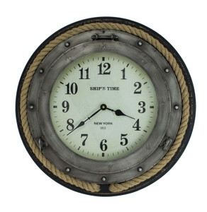 Porthole Clock with Rope 20"