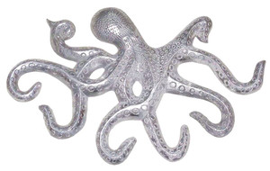 Octopus Wall Plaque - Polished Aluminum - 18" Octopus Wall Plaque - Polished Aluminum - 18"