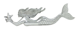 Mermaid with Starfish Plaque - Polished Aluminum Mermaid with Starfish Plaque - Polished Aluminum