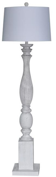 Elmwood White Distressed Polyresin Floor Lamp