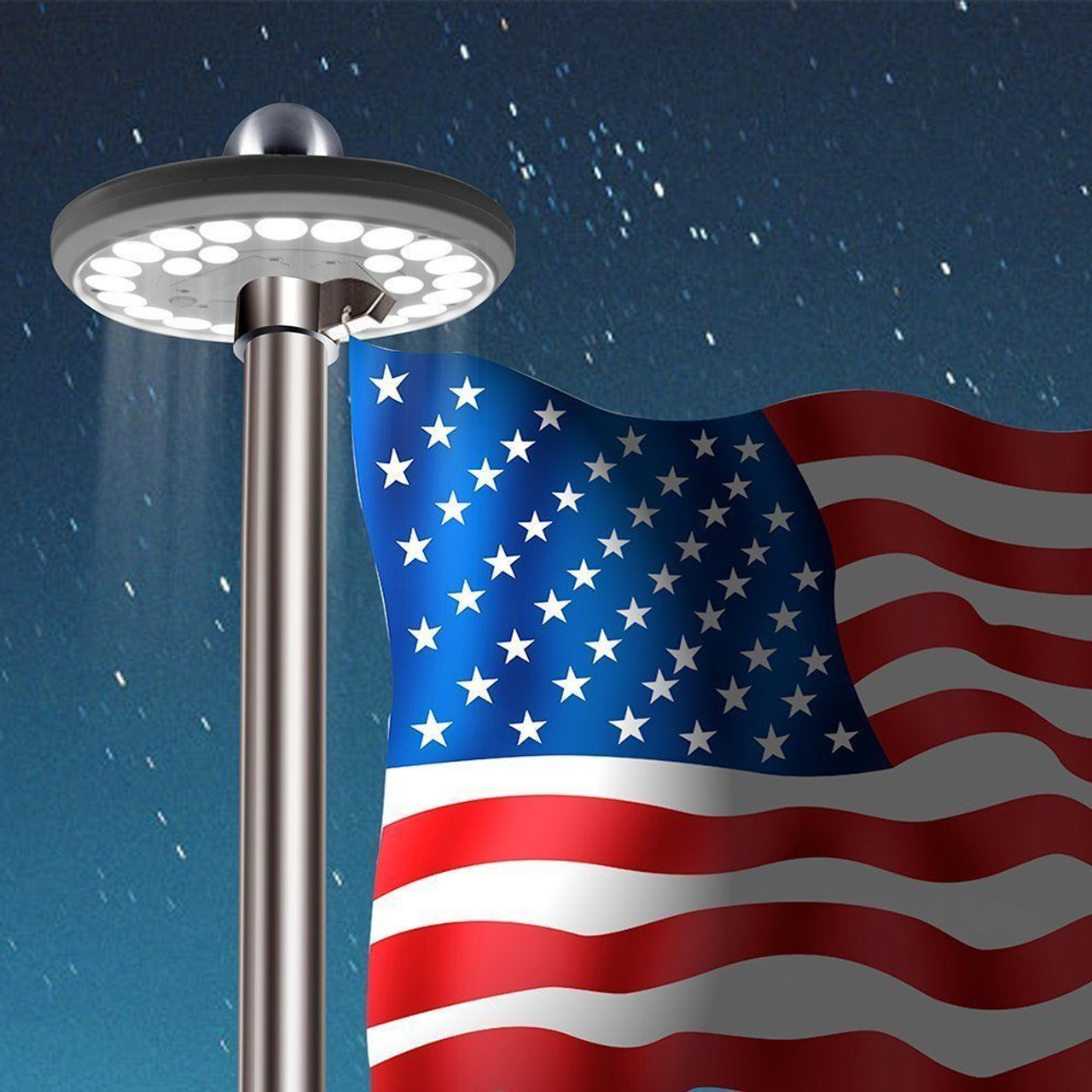 rv flag pole with solar light