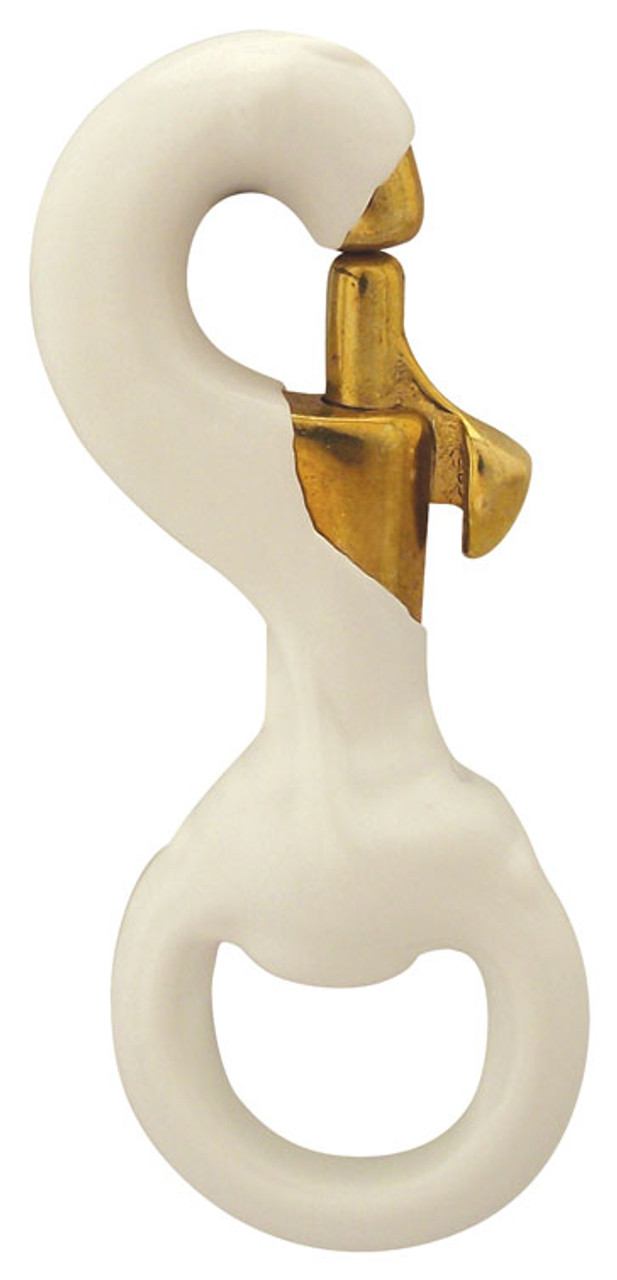 Rubber Coated Brass Swivel Snap, 3 Length, White