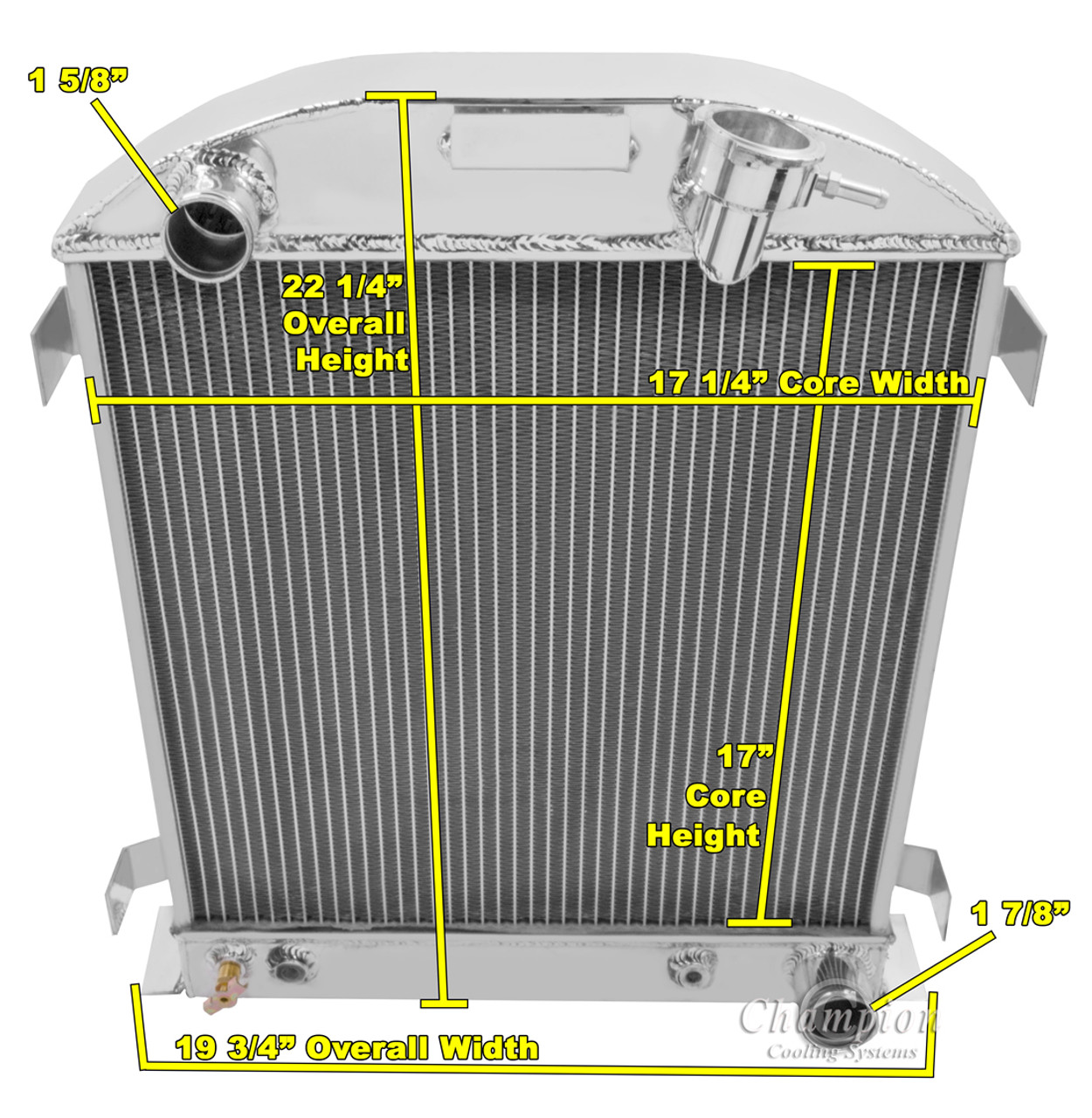 1932 Ford Chopped Model B All Aluminum Radiator - Reliable Radiator