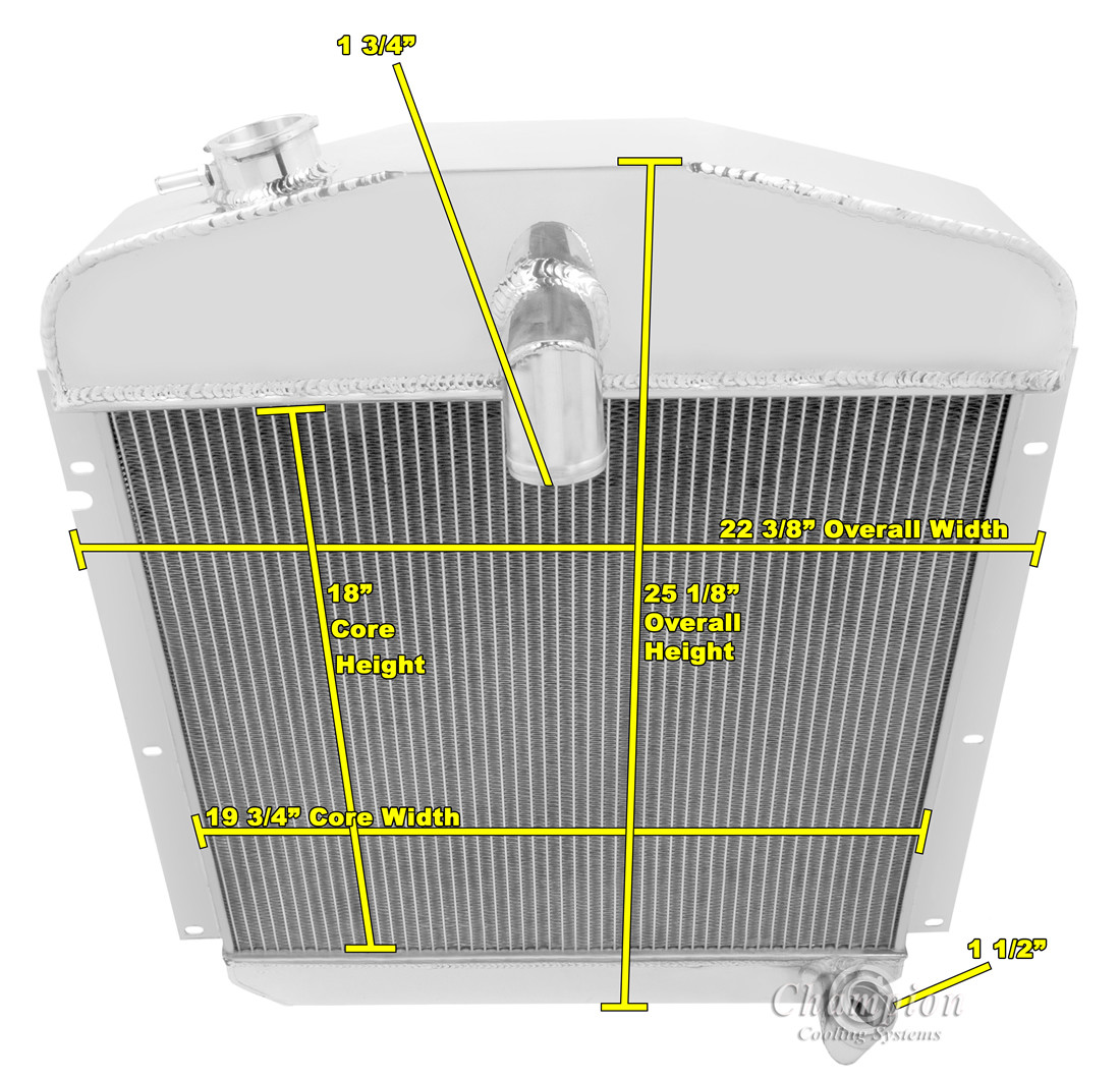 1949 Plymouth Special Deluxe All Aluminum Radiator - Reliable Radiator