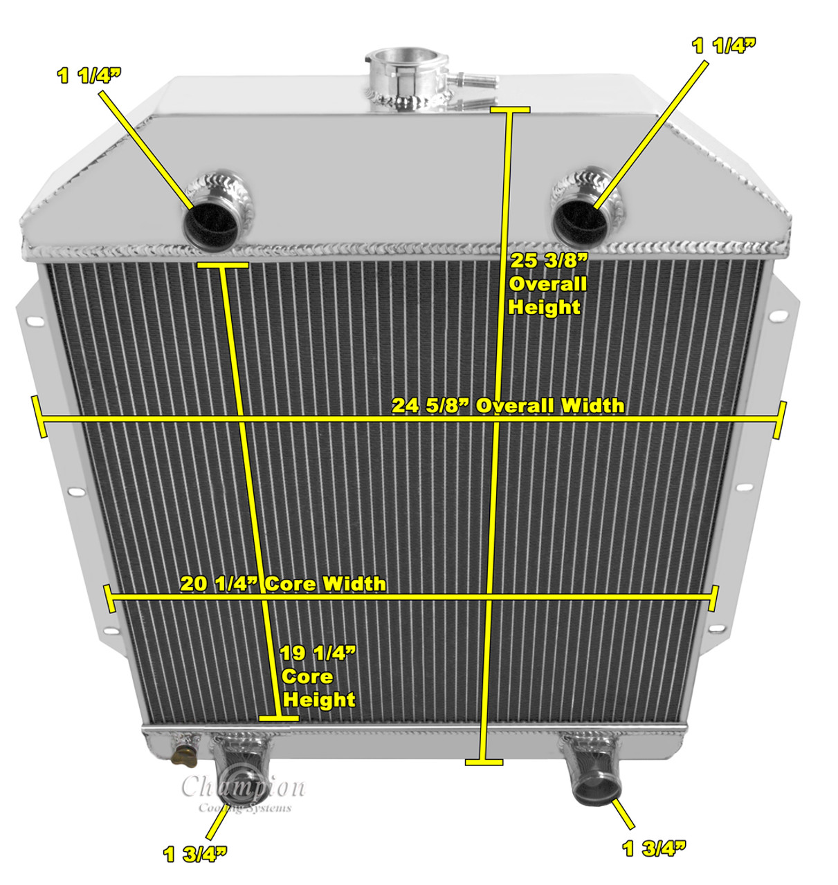 1949-1951 Ford Deluxe (Flathead V8 Application) All Aluminum Radiator -  Reliable Radiator