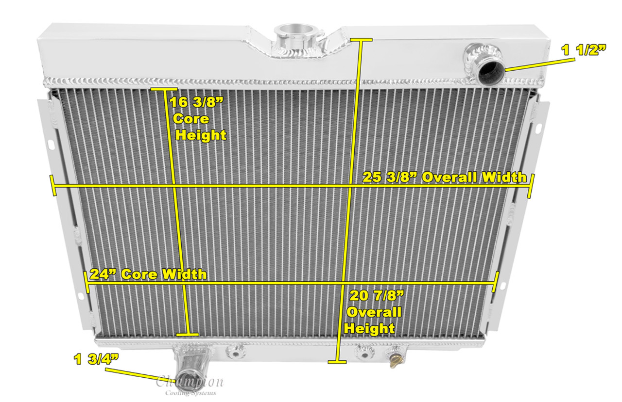 3列アルミニウムラジエーター63-69ダッジチャージャー/プリマスベルヴェデーレ/フューリー/衛星V83 Row ALUMINUM RADIATOR 63-69 Dodge Ch