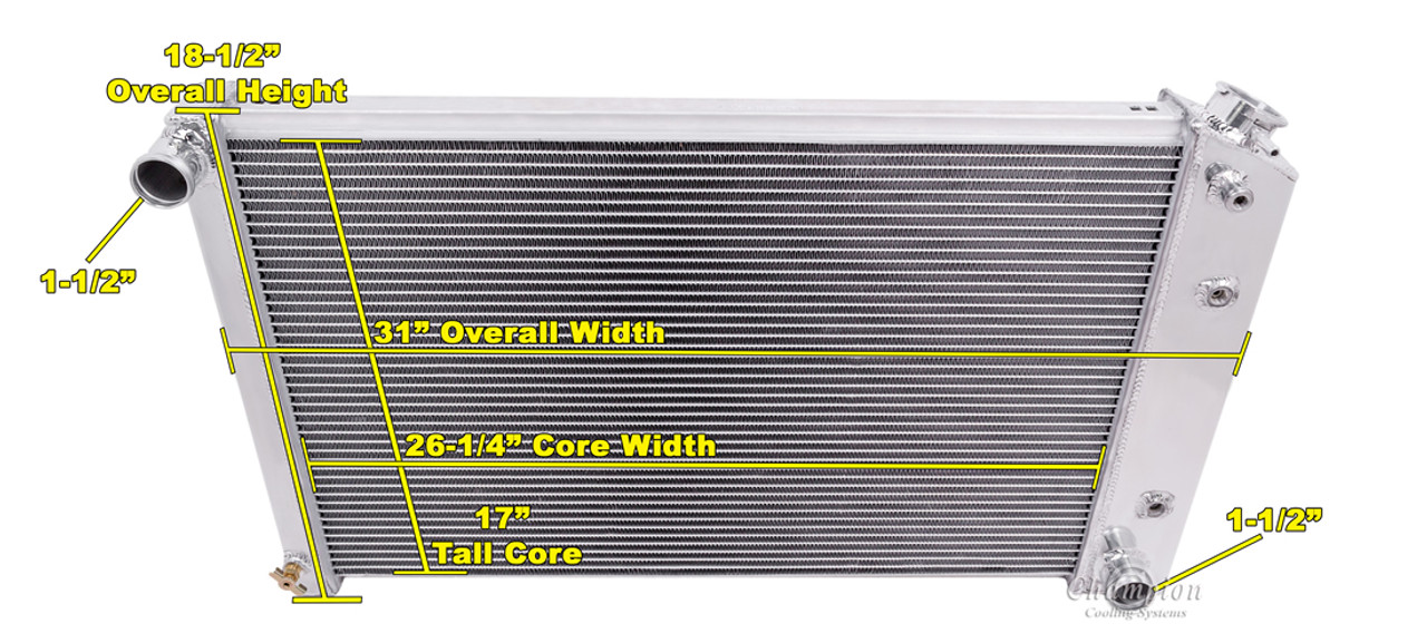 1980-1986 Chevrolet Caprice (17 x 26 Core) All Aluminum Radiator -  Reliable Radiator