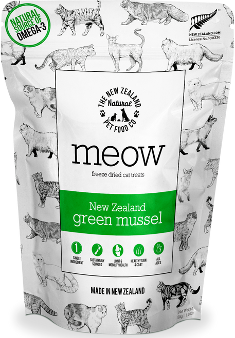 The NZ Natural Pet Food Co Meow Green Lipped Mussel Cat Treats