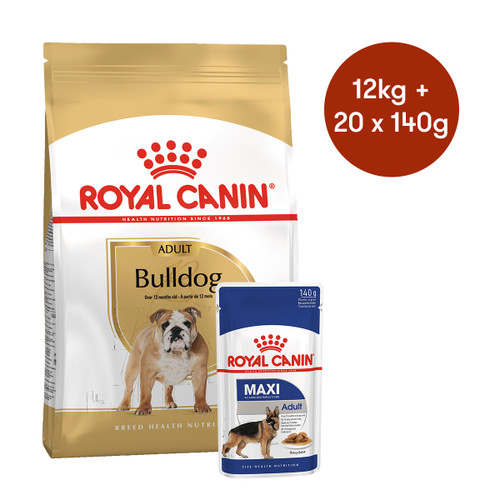 Royal Canin Bulldog Adult Dry + Wet Dog Food Bundle