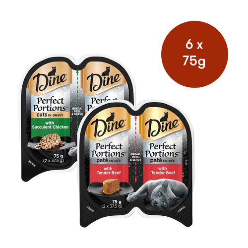 Dine Perfect Portions Chicken In Gravy + Tender Beef Pate Wet Cat Food Mixed Pack