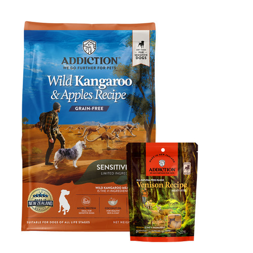 Addiction Grain-Free Wild Kangaroo & Apples Dry Dog Food & Treats Bundle