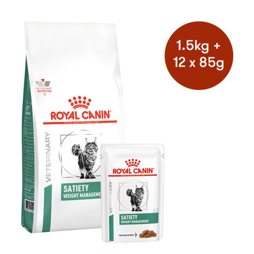 Royal Canin Vet Satiety Weight Management Dry + Wet Cat Food Bundle