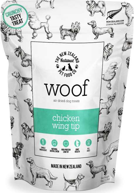 The NZ Natural Pet Food Co Woof Chicken Wing Tip Air Dried Dog Treats