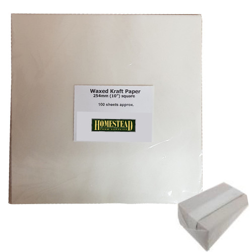 Waxed Kraft Paper 254 x 254mm 100 Sheets Homestead Farm Supplies