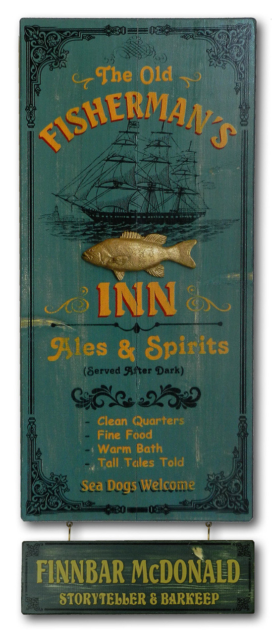 Fisherman's Inn Vintage Pub Sign with Optional Name Board - Northwest Gifts