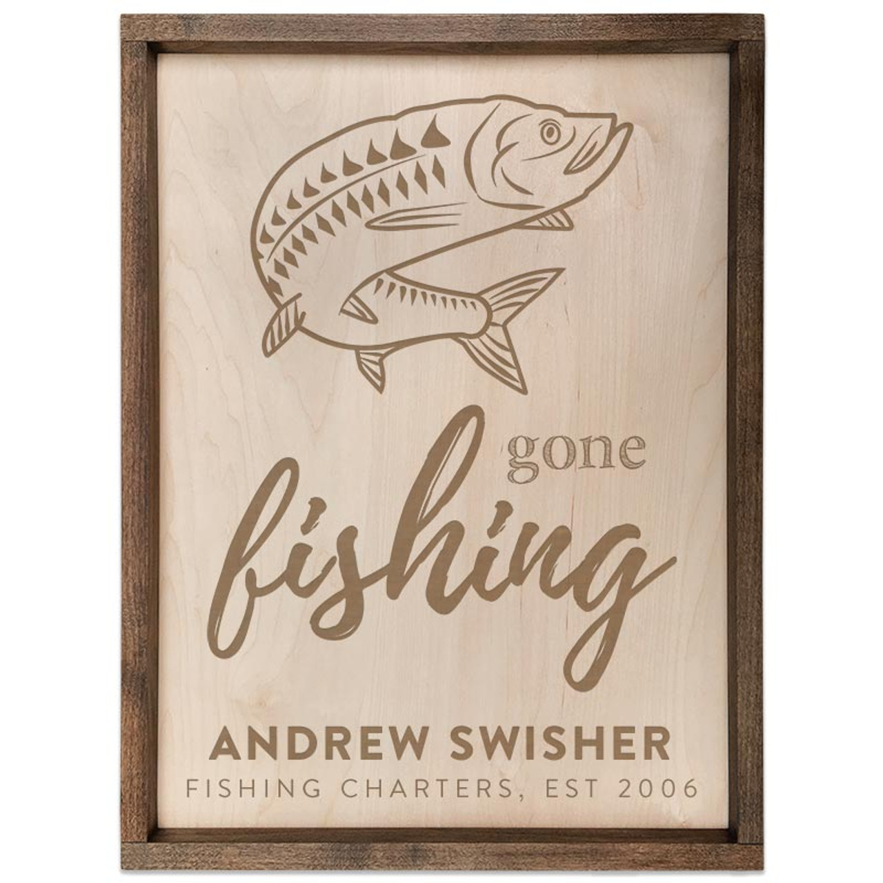 Personalized Gone Fishing Sign with Choice of Fish Art - Northwest Gifts