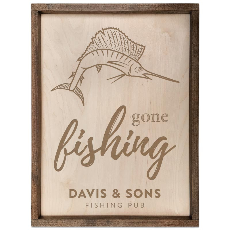 Personalized Gone Fishing Sign with Choice of Fish Art - Northwest