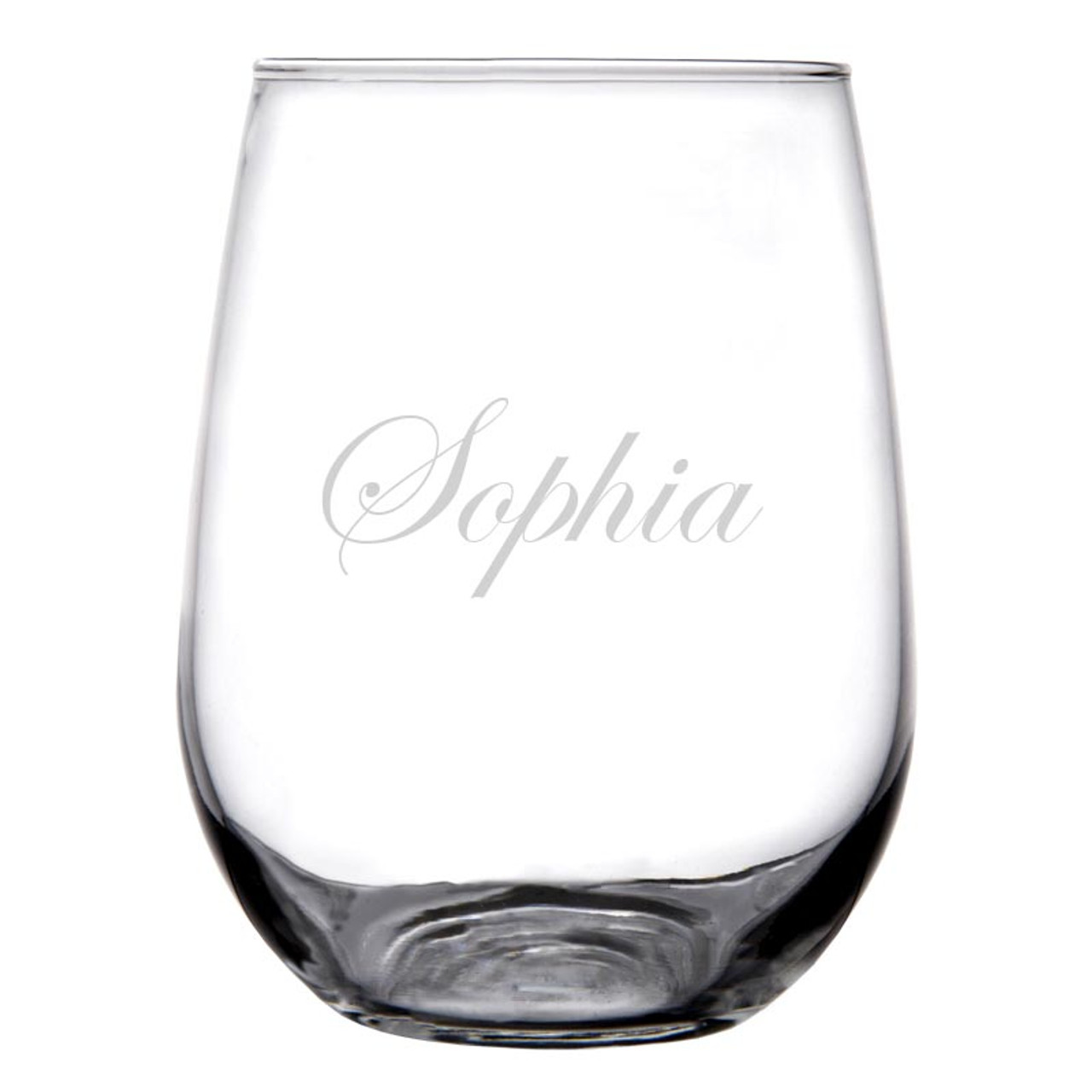 Etched Stemless White Wine Glasses Personalized - Design: S3