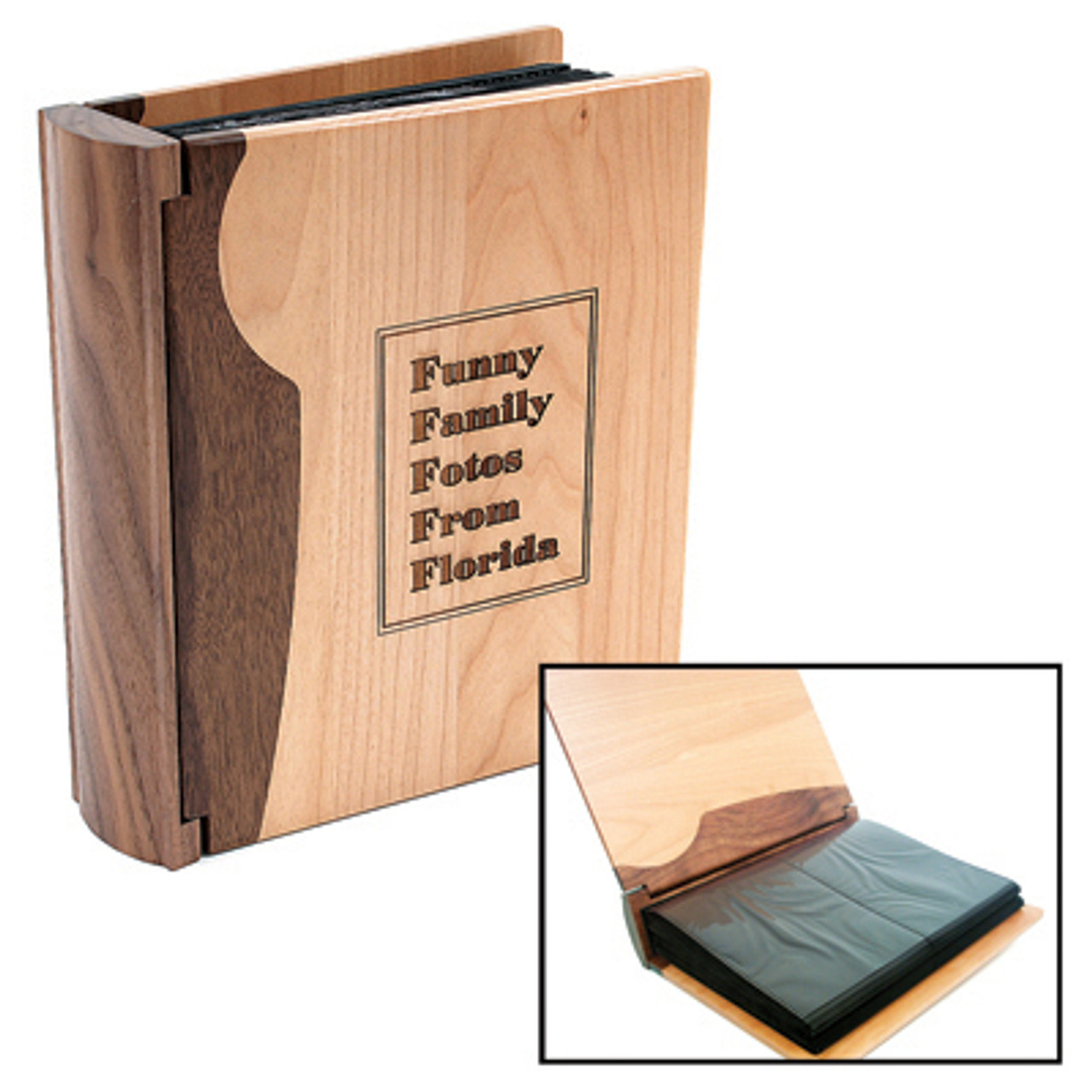 Personalized Wood Photo Album in Maple & Walnut - Northwest Gifts