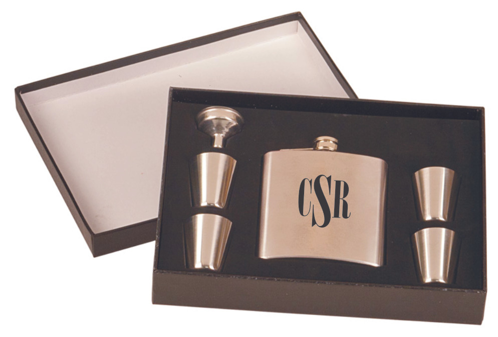 Black Personalized Flask Gift Set - 60+ Gift Ideas For 2025