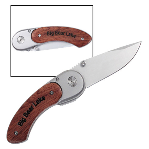 Engraved Pocket Knife with Curved Handle