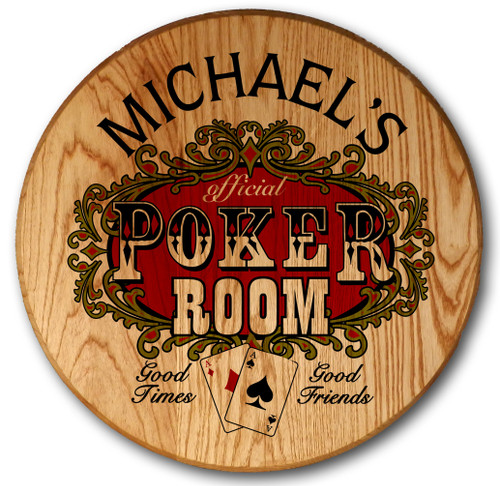 Poker Room Barrel Head Sign