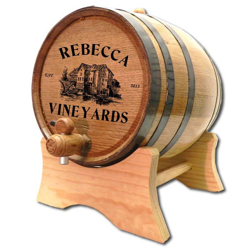 An authentic wine aging barrel with medium char, personalized for you An authentic wine aging barrel with medium char, personalized for you