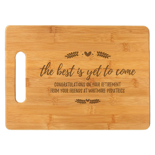 Personalized Large Bamboo Wood Cutting Board - Floral Script