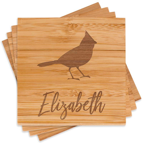 Engraved Cardinal Coaster Set