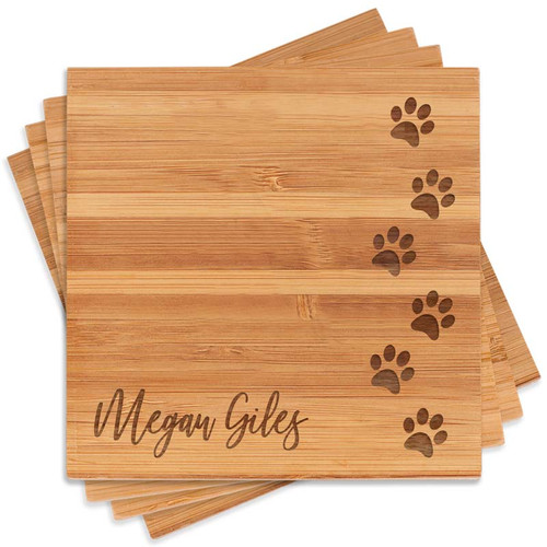 Personalized Paw Print Coasters with Name