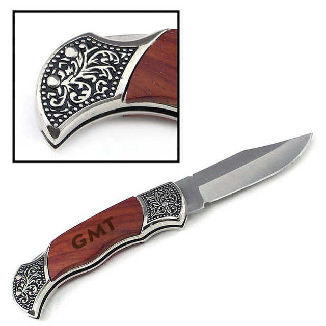 Engraved Pocket Knife with Curved Handle Custom Pocket Knife
