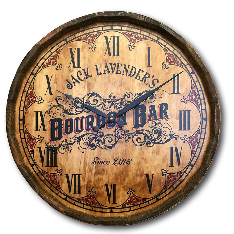 Bourbon Bar Quarter Barrel Clock Personalized Northwest Gifts