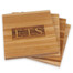 Set of four custom engraved bamboo wood coasters