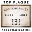 Personalization Options for Top Plaque - Up to 6 lines of custom text