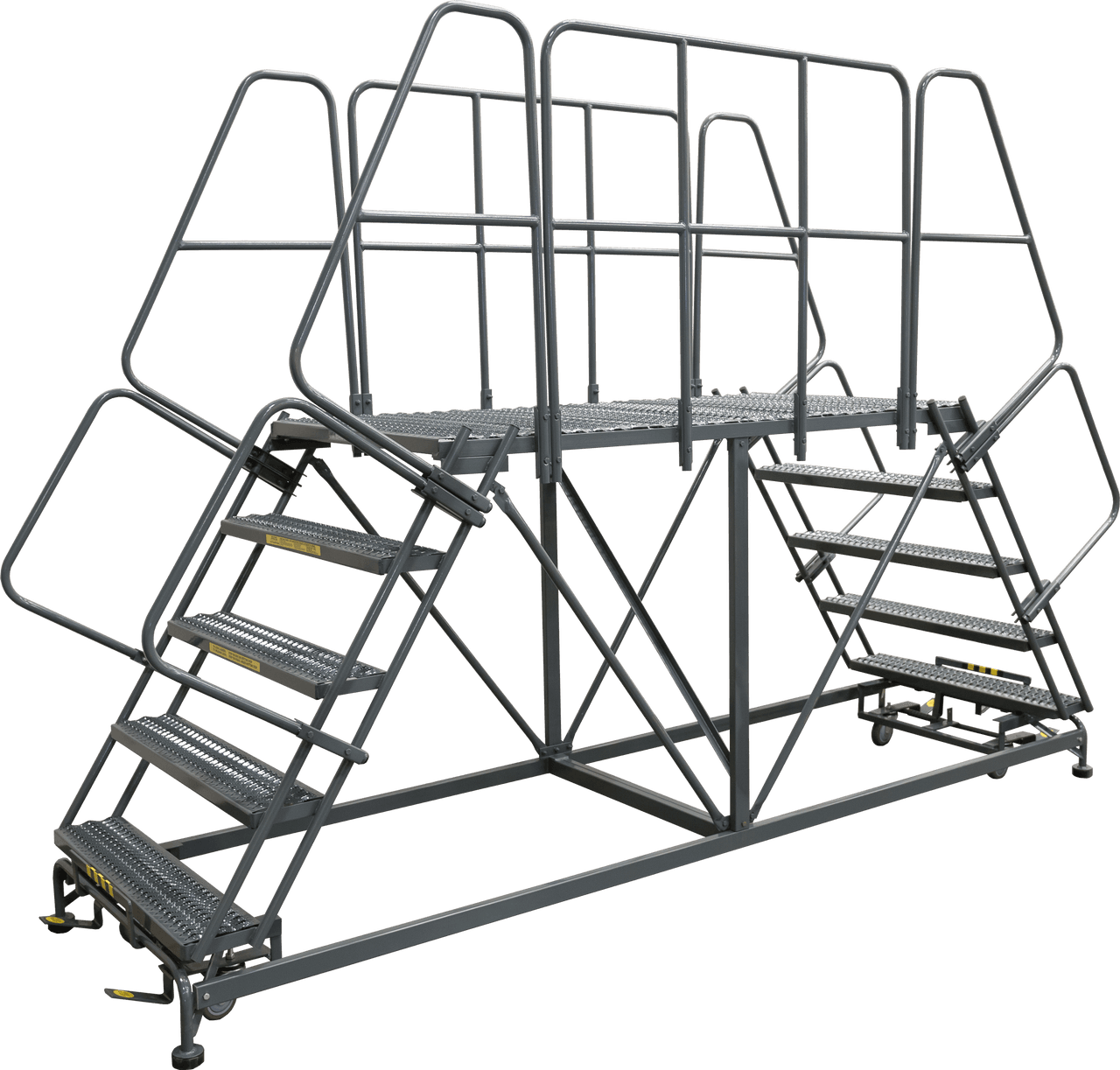 Double Entry Work Platforms with Handrails, 3 Step, 33 In Wide Base, 36 ...