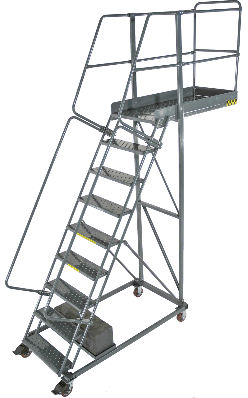Cantilevered Ladders, 9 Step, 32 In Wide Base, 28 in Overhang