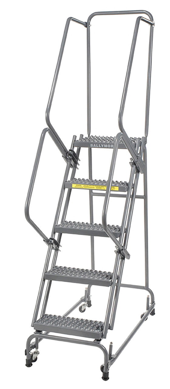 Spring Round Ladder Spring Loaded Caster Ladders, 5 Step, 20 In Wide Base, 14 in Deep Top ...