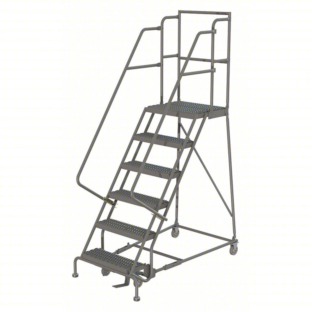 KD 6 Step Steel Rolling Ladder: 60 In Platform Height, 20 In Platform ...
